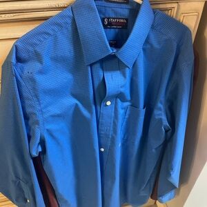 Stafford Men's Vibrant Blue Checkered Dress Shirt